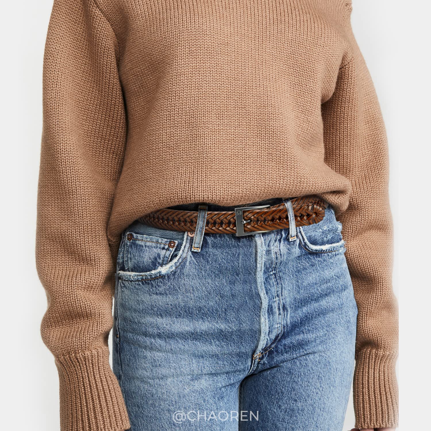 Foto 5 | Cinturones de Piel Trenzada Chaoren Set de 2 Unidades para Hombre - Venta Internacional