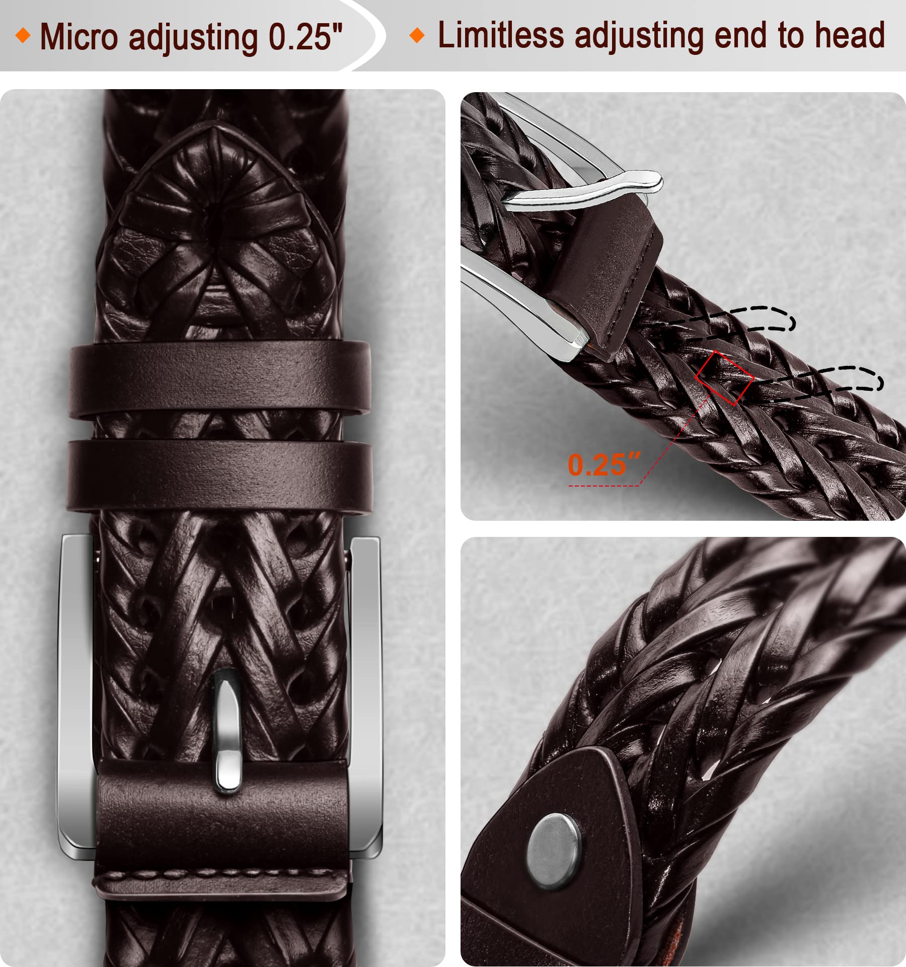 Foto 6 pulgar | Cinturón Bulliant de Piel Trenzada Unisex - Venta Internacional