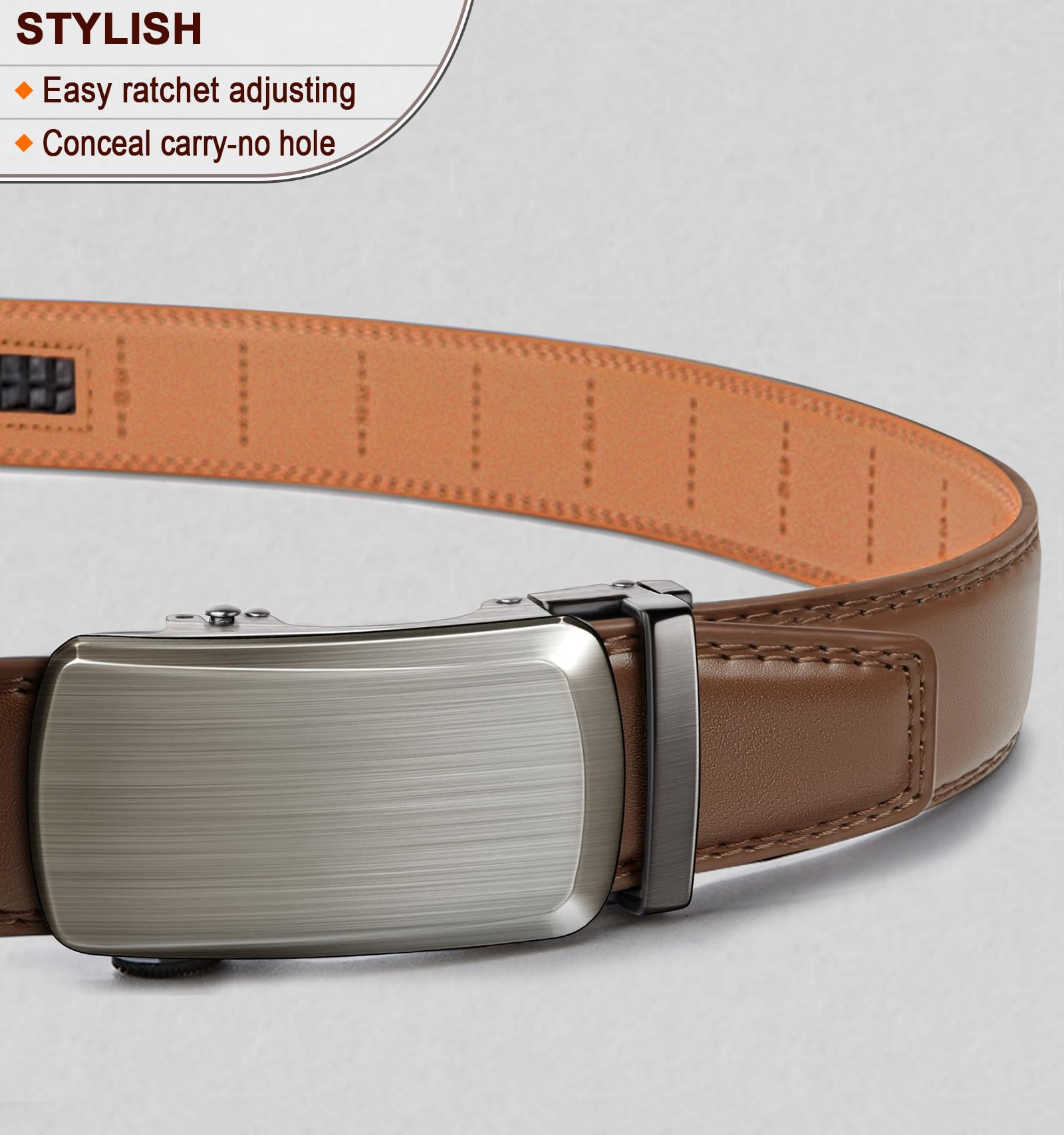 Foto 2 | Cinturón Bulliant Slide Ratchet Tawny De Piel Auténtica Para Hombre - Venta Internacional.