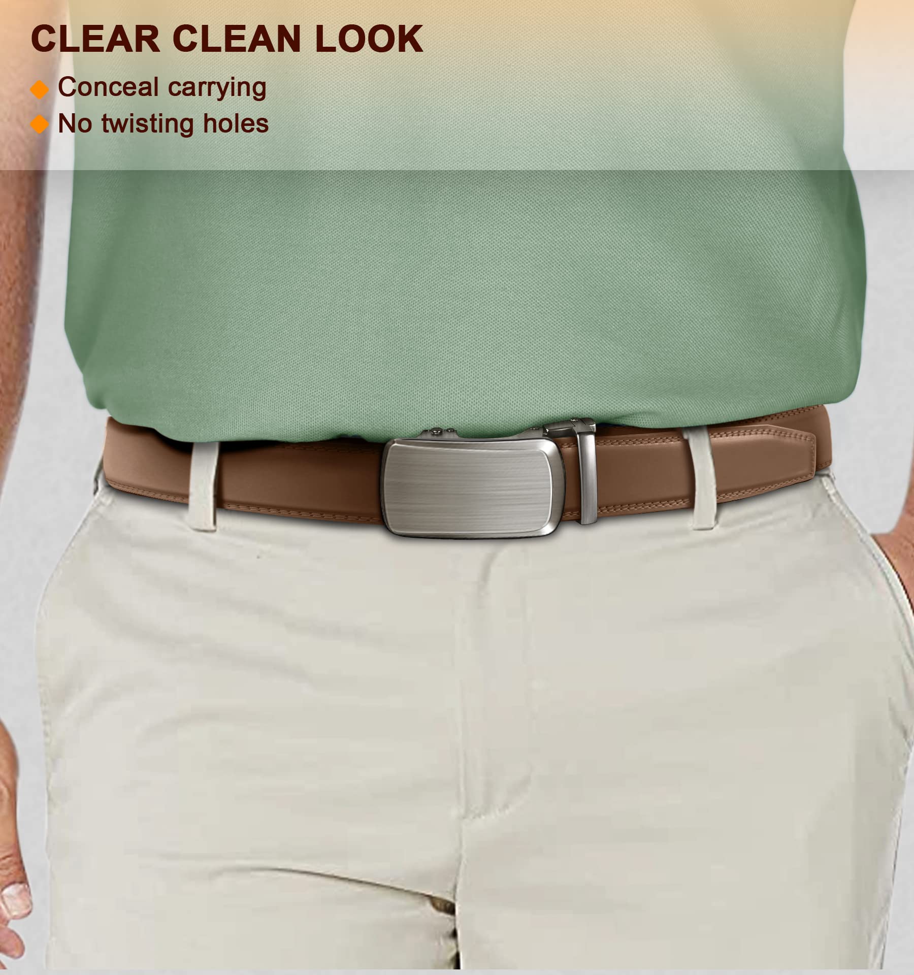 Foto 7 | Cinturón Bulliant Slide Ratchet Tawny De Piel Auténtica Para Hombre - Venta Internacional.