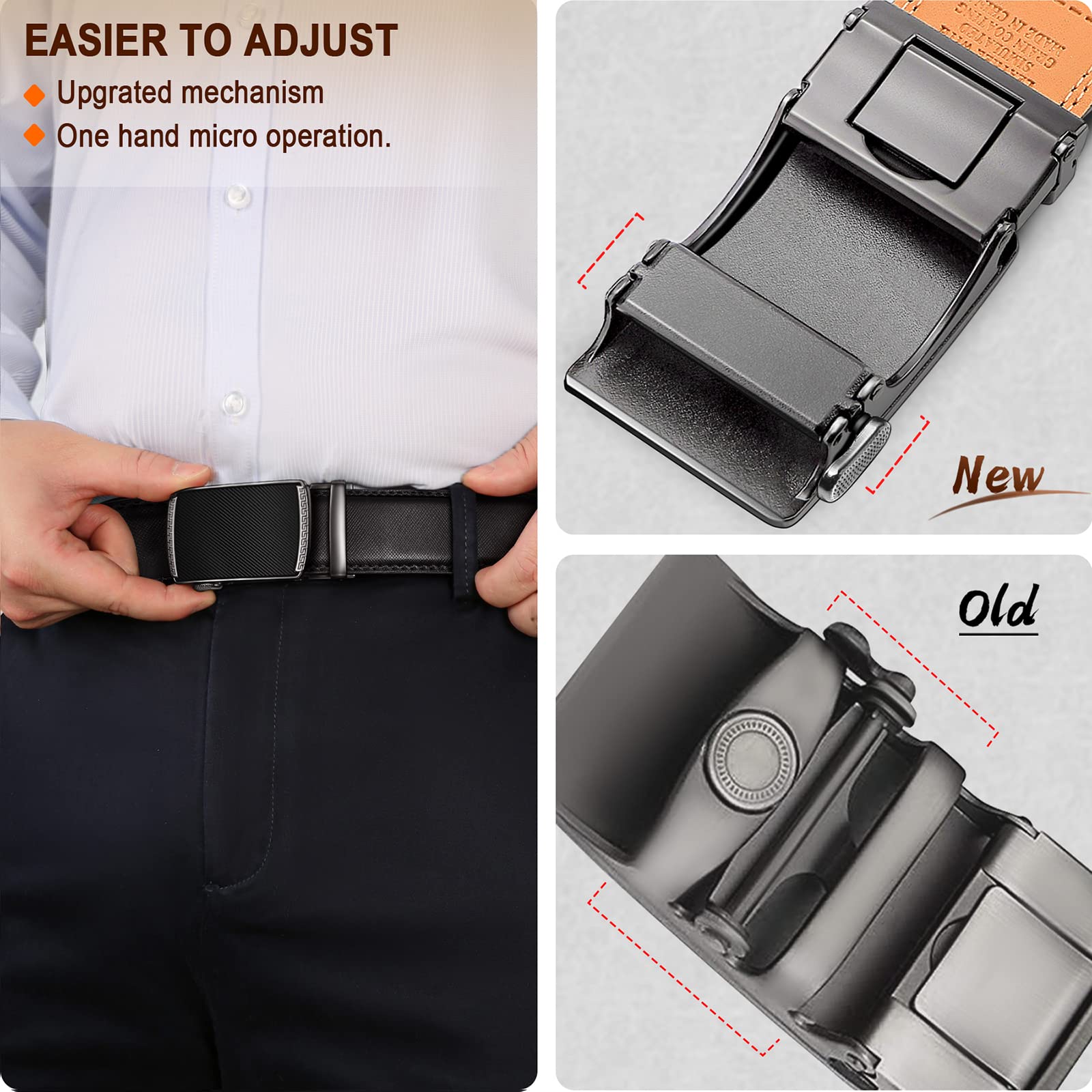 Foto 6 pulgar | Camisa De Vestir Belt Bulliant Para Hombre, Estilo Slide, Con Trinquete, Color Negro - Venta Internacional.