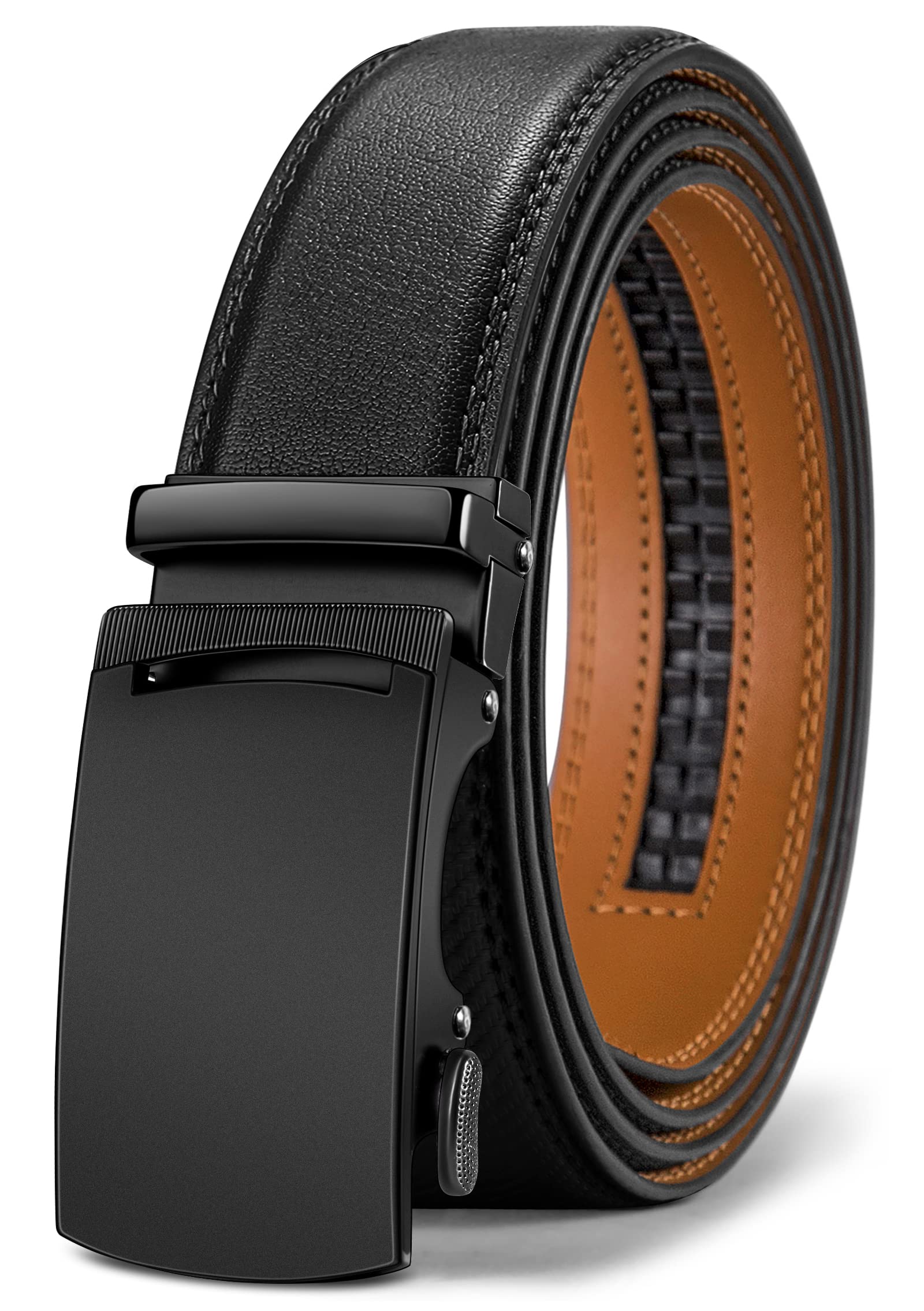 Foto 1 | Cinturón Con Trinquete Corredizo Para Hombre Belt Bulliant, Piel Auténtica Negra - Venta Internacional.