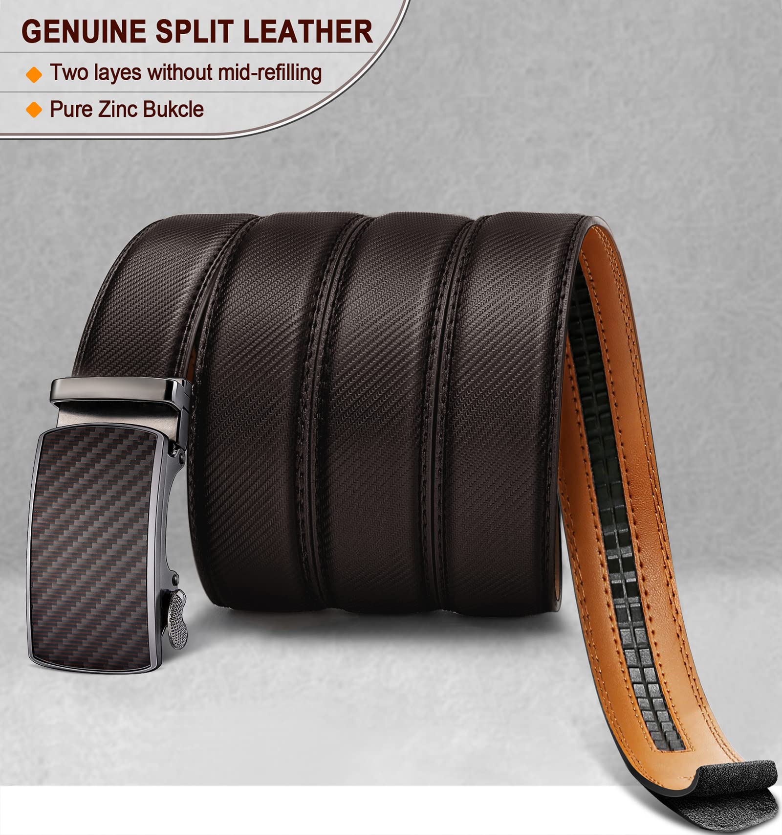 Foto 4 pulgar | Cinturón Con Trinquete Corredizo Para Hombre Belt Bulliant, Piel Auténtica - Venta Internacional.