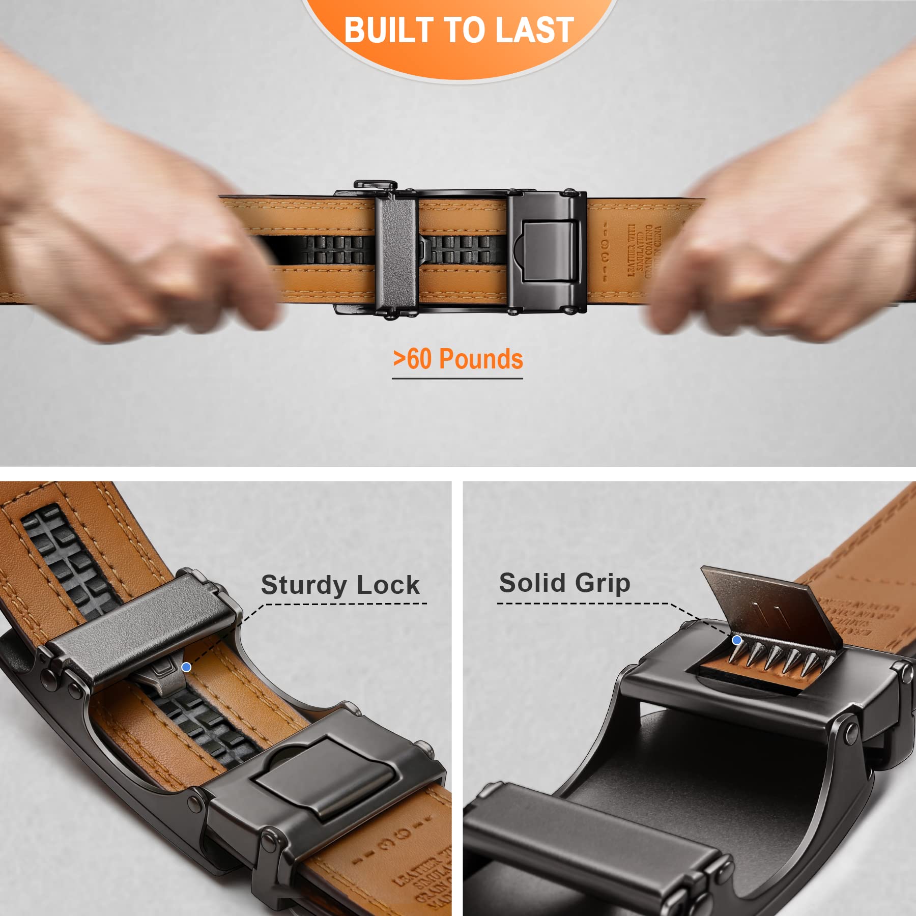 Foto 7 pulgar | Cinturón Bulliant Slide Con Trinquete Para Hombre, Color Marrón Rojizo, Cintura De 76 A 91 Cm - Venta Internacional.