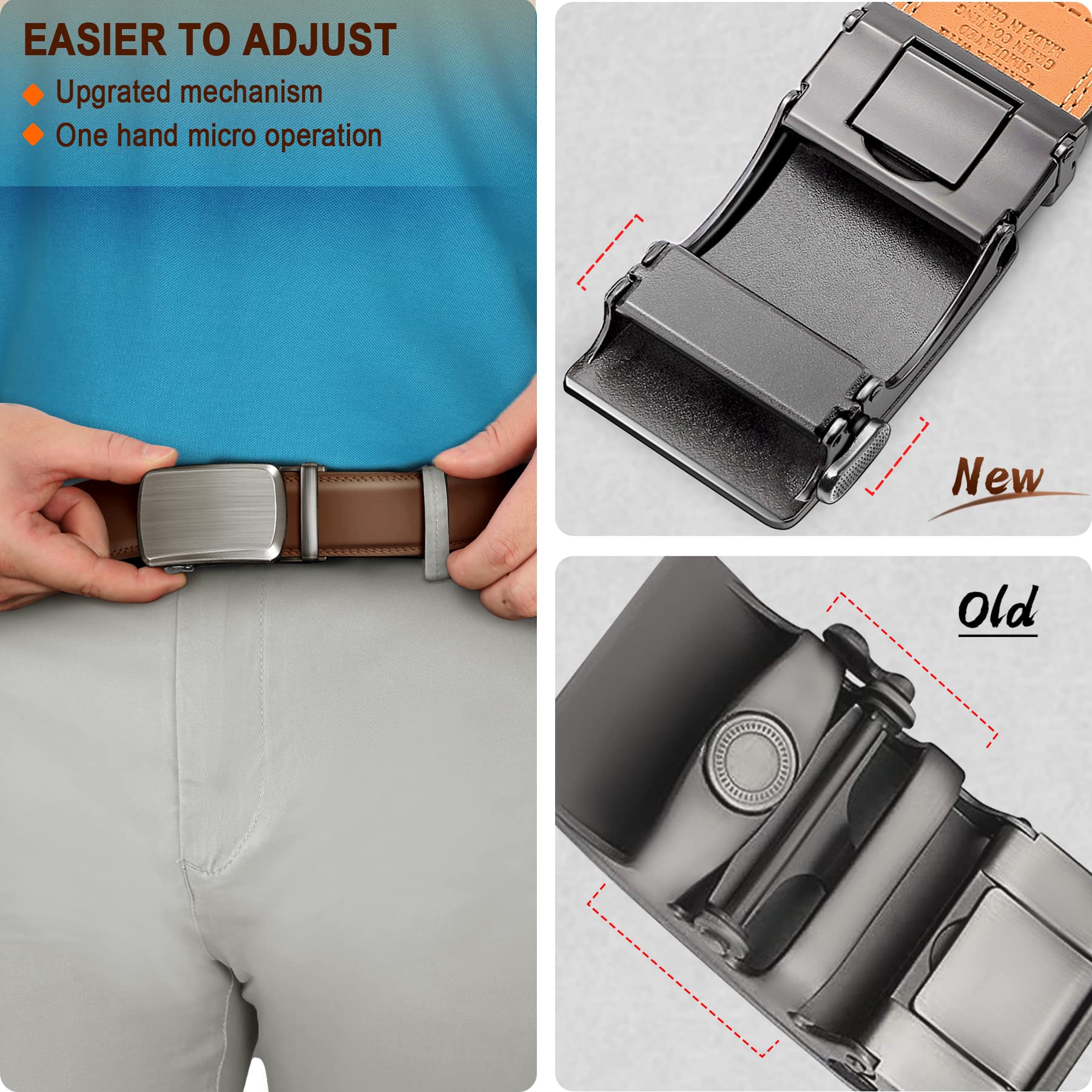 Foto 6 pulgar | Cinturón Bulliant Slide Ratchet Tawny De Piel Auténtica Para Hombre - Venta Internacional.