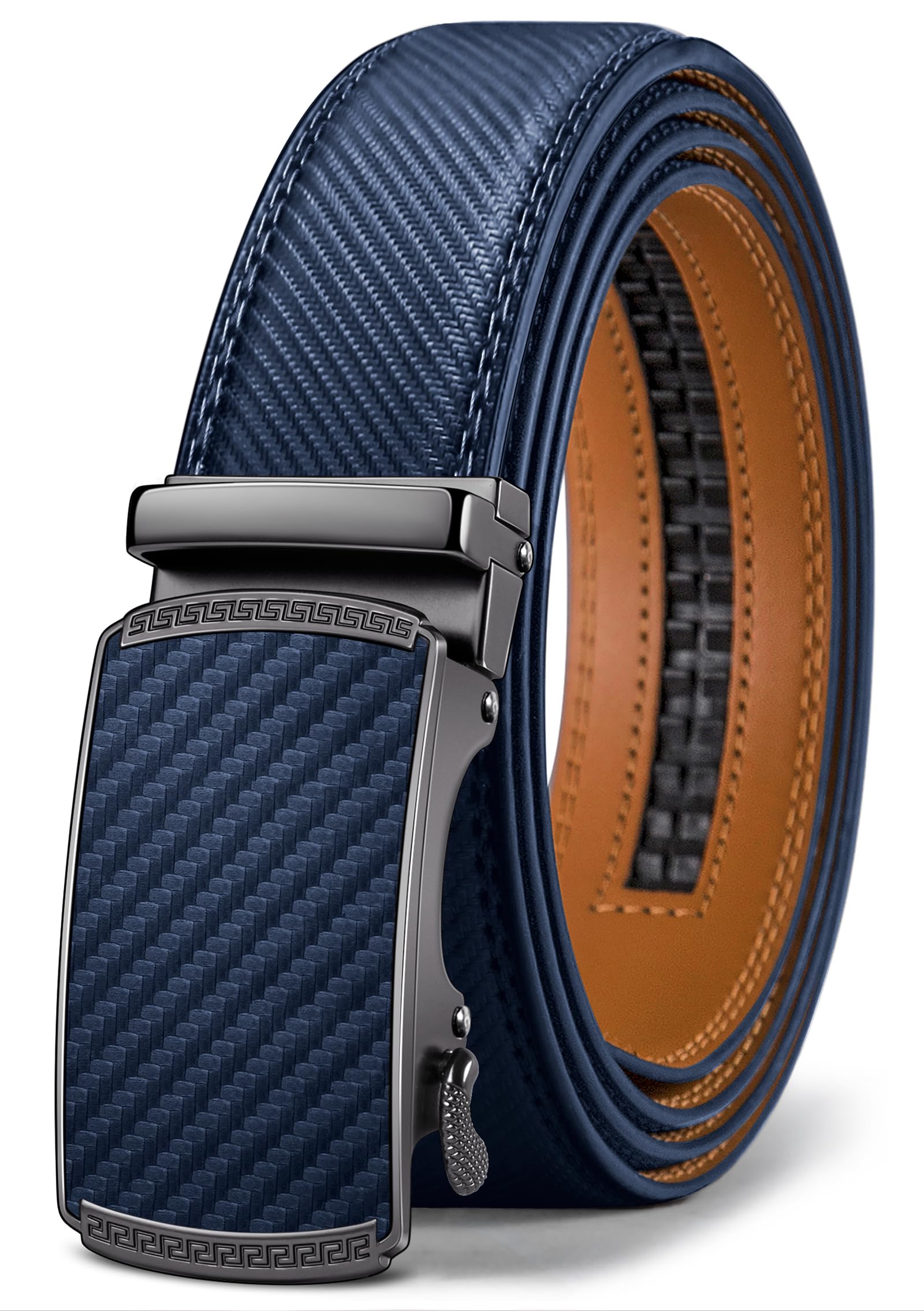 Cinturón Corredizo Con Trinquete Belt Bulliant Para Hombre, Azul Envejecido, Ajuste 42-48 - Venta Internacional.