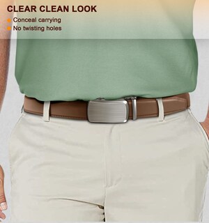 Foto 7 | Cinturón Bulliant Slide Ratchet Para Hombre, Pantalones De Vestir De Piel Color Rojizo - Venta Internacional.