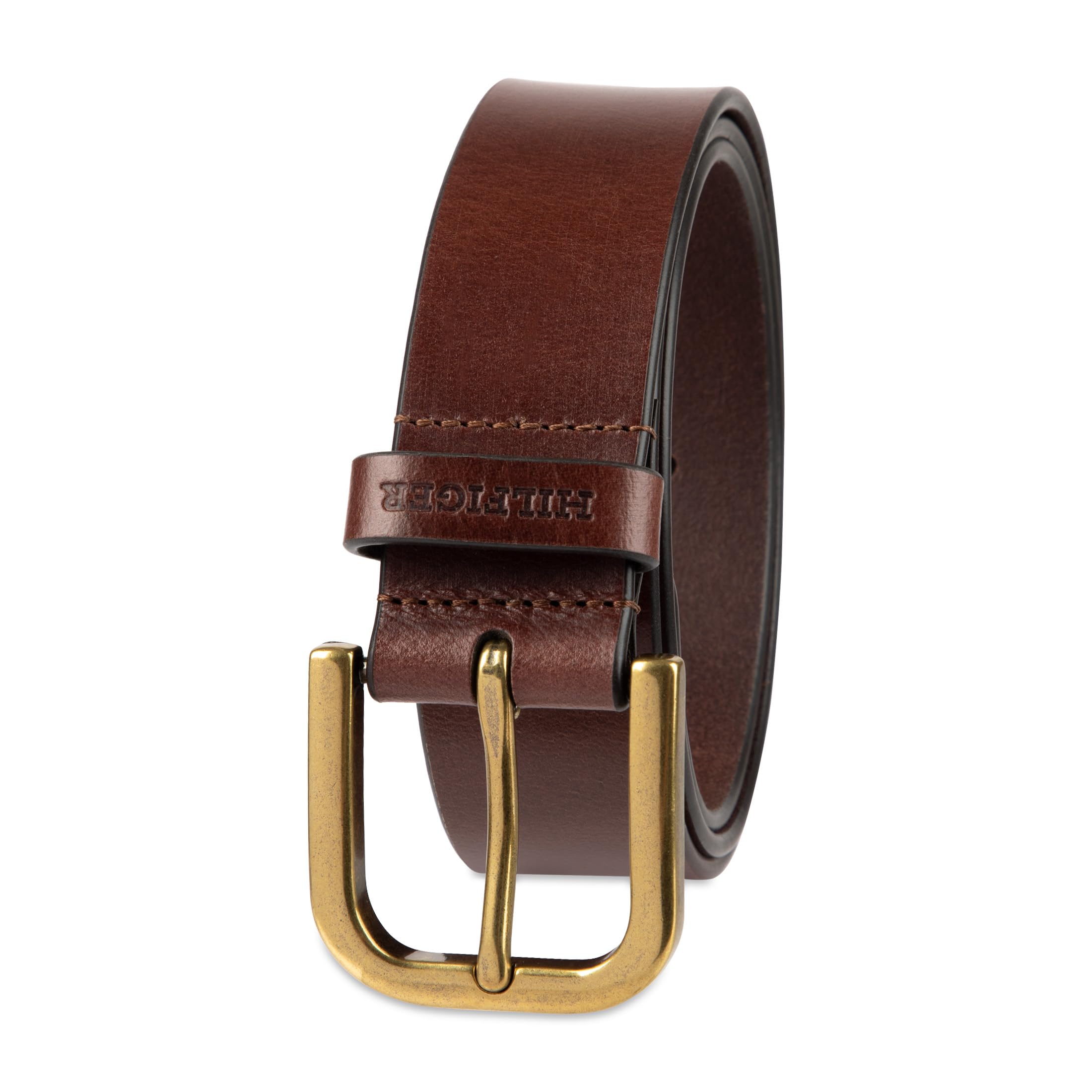 Cinturón Tommy Hilfiger Raw Edge Jean Leather Chocolate - Venta Internacional.