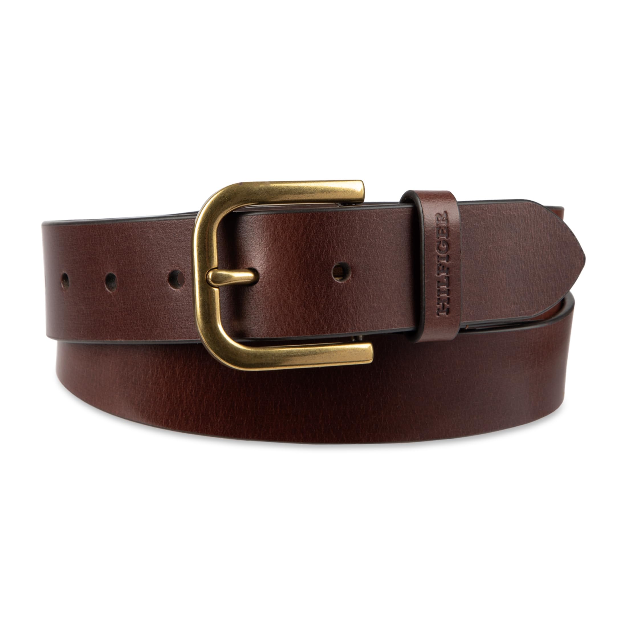 Foto 2 | Cinturón Tommy Hilfiger Raw Edge Jean Leather Para Hombre - Marrón - Venta Internacional.