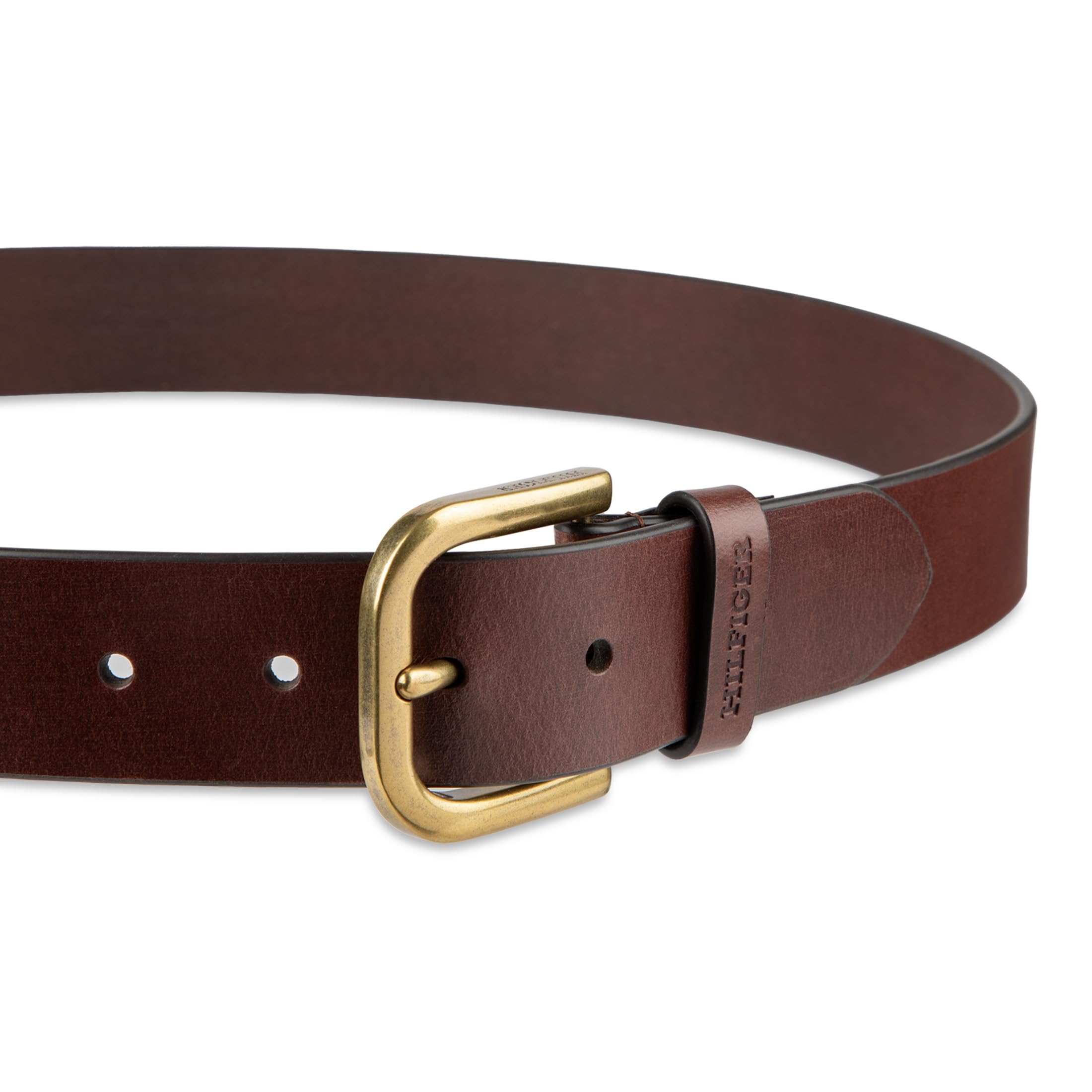 Foto 4 pulgar | Cinturón Tommy Hilfiger Raw Edge Jean Leather Para Hombre - Marrón - Venta Internacional.