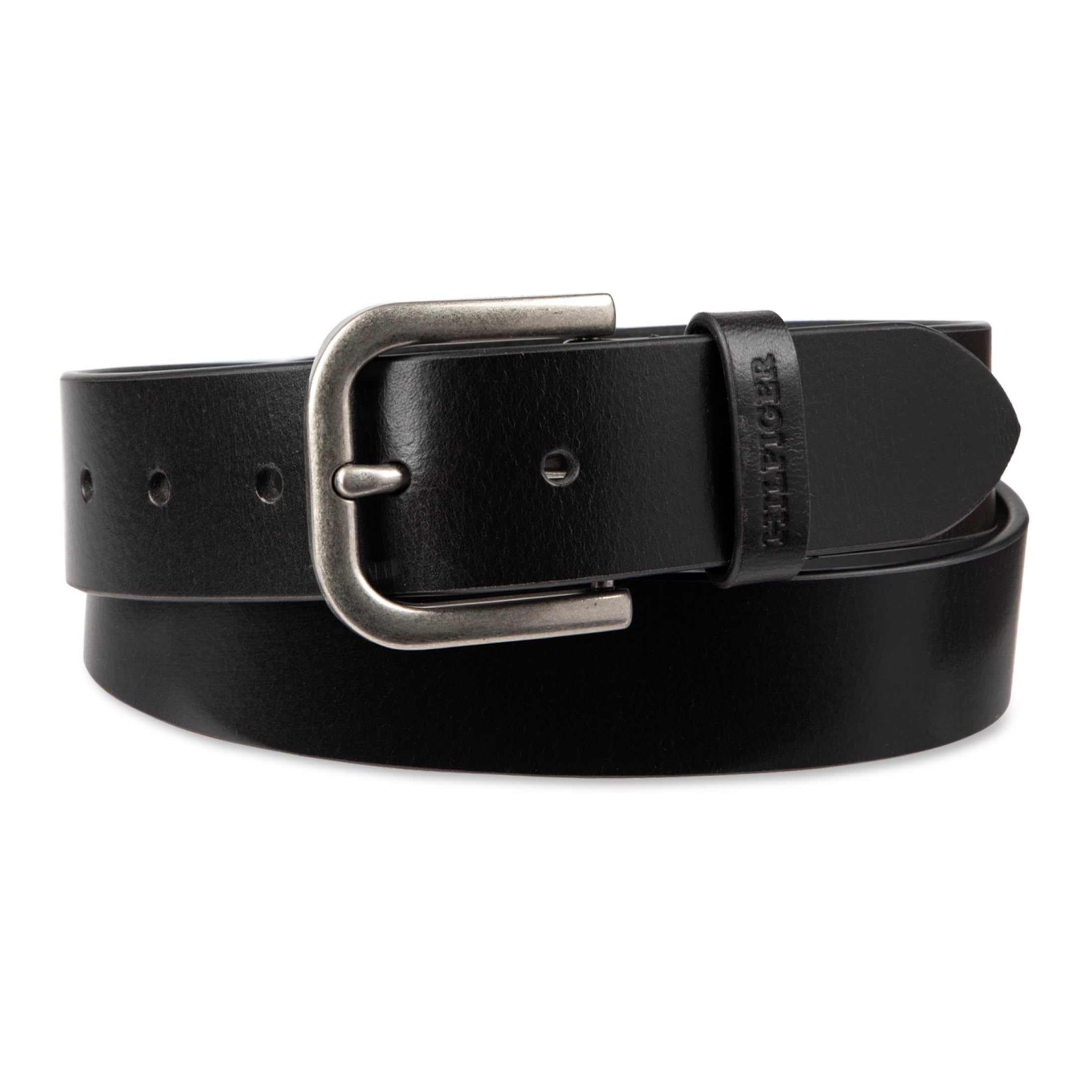 Foto 3 pulgar | Cinturón Tommy Hilfiger Raw Edge Jean Black Leather Para Hombre Xl - Venta Internacional.