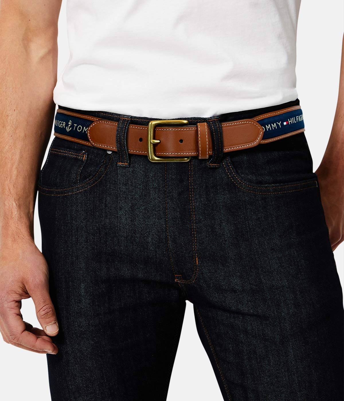 Foto 6 pulgar | Cinturón Tommy Hilfiger con Cinta Incrustada Azul para Hombre - Venta Internacional