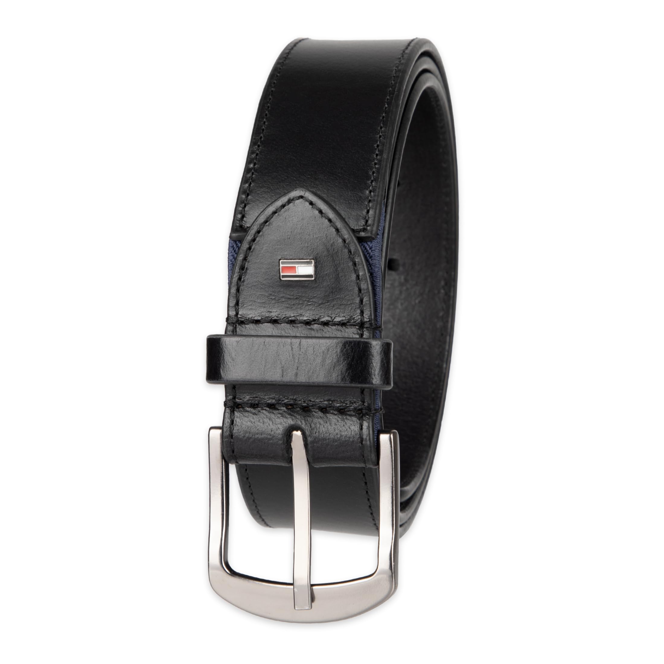 Foto 2 pulgar | Cinturón Tommy Hilfiger De Piel Negra Con Lengüeta Elástica - Venta Internacional.