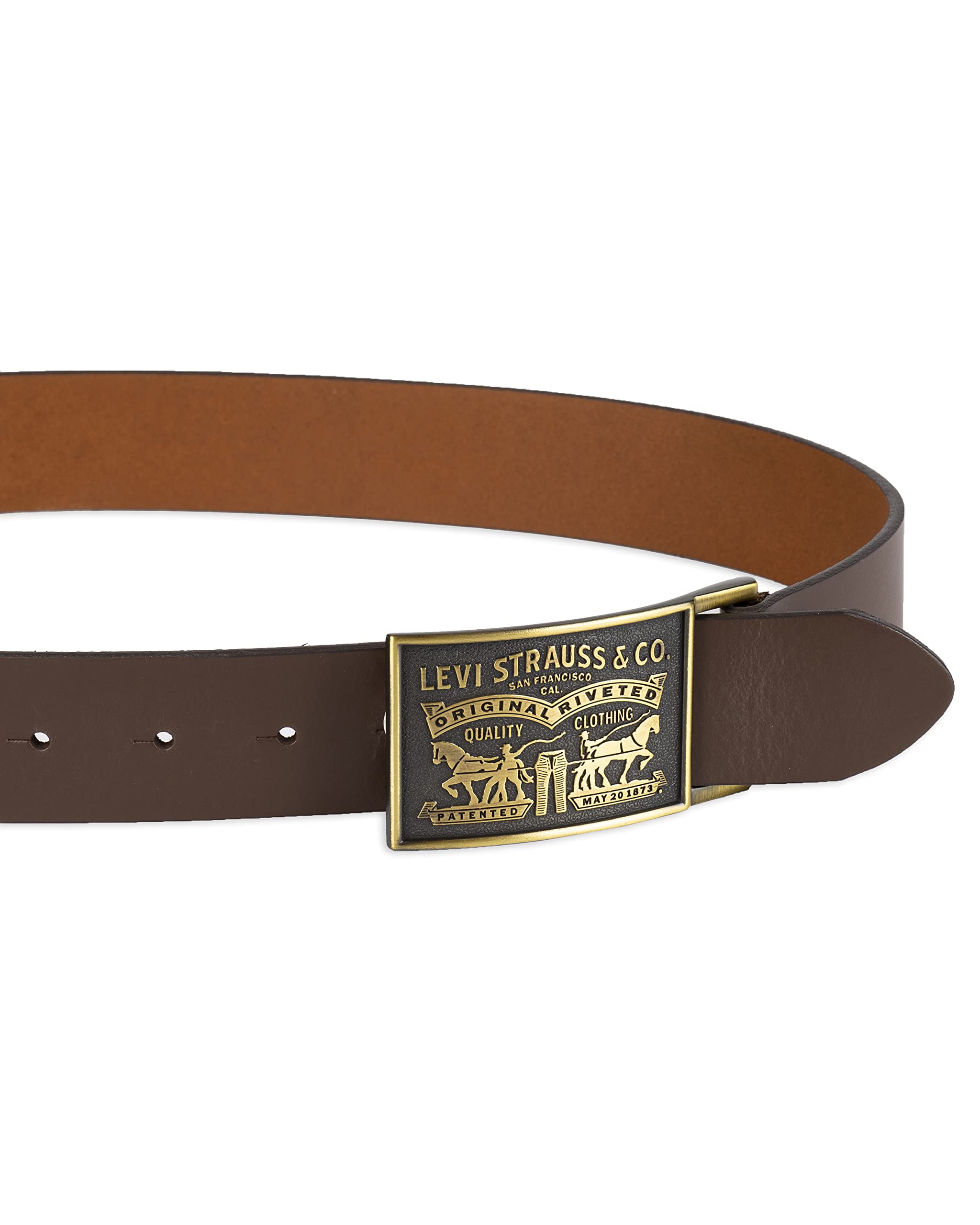 Foto 3 | Cinturón De Piel Levi's Plaque Hebilla Marrón Para Hombre Talla M - Venta Internacional.