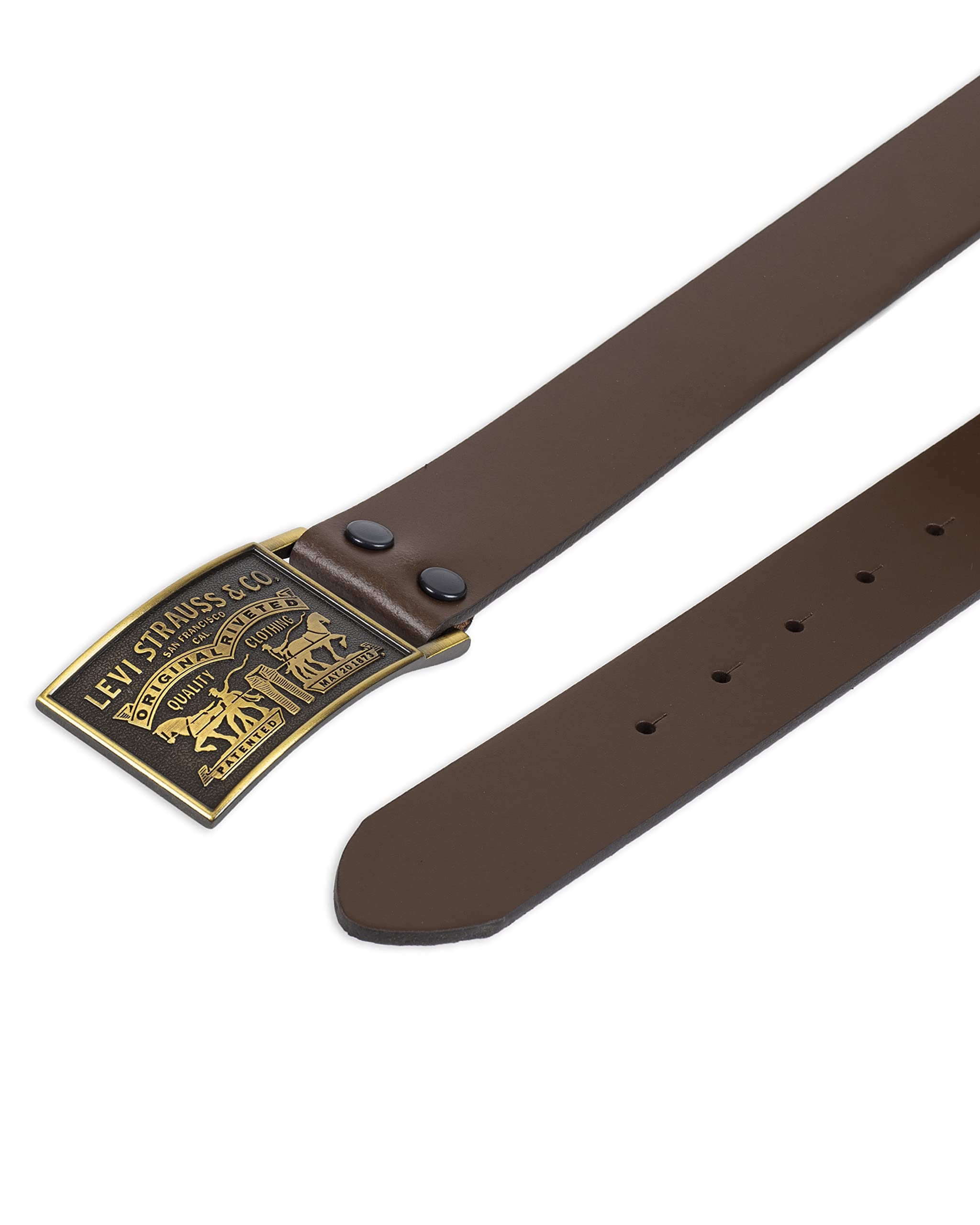 Foto 5 pulgar | Cinturón De Piel Levi's Plaque Hebilla Marrón Para Hombre Talla M - Venta Internacional.