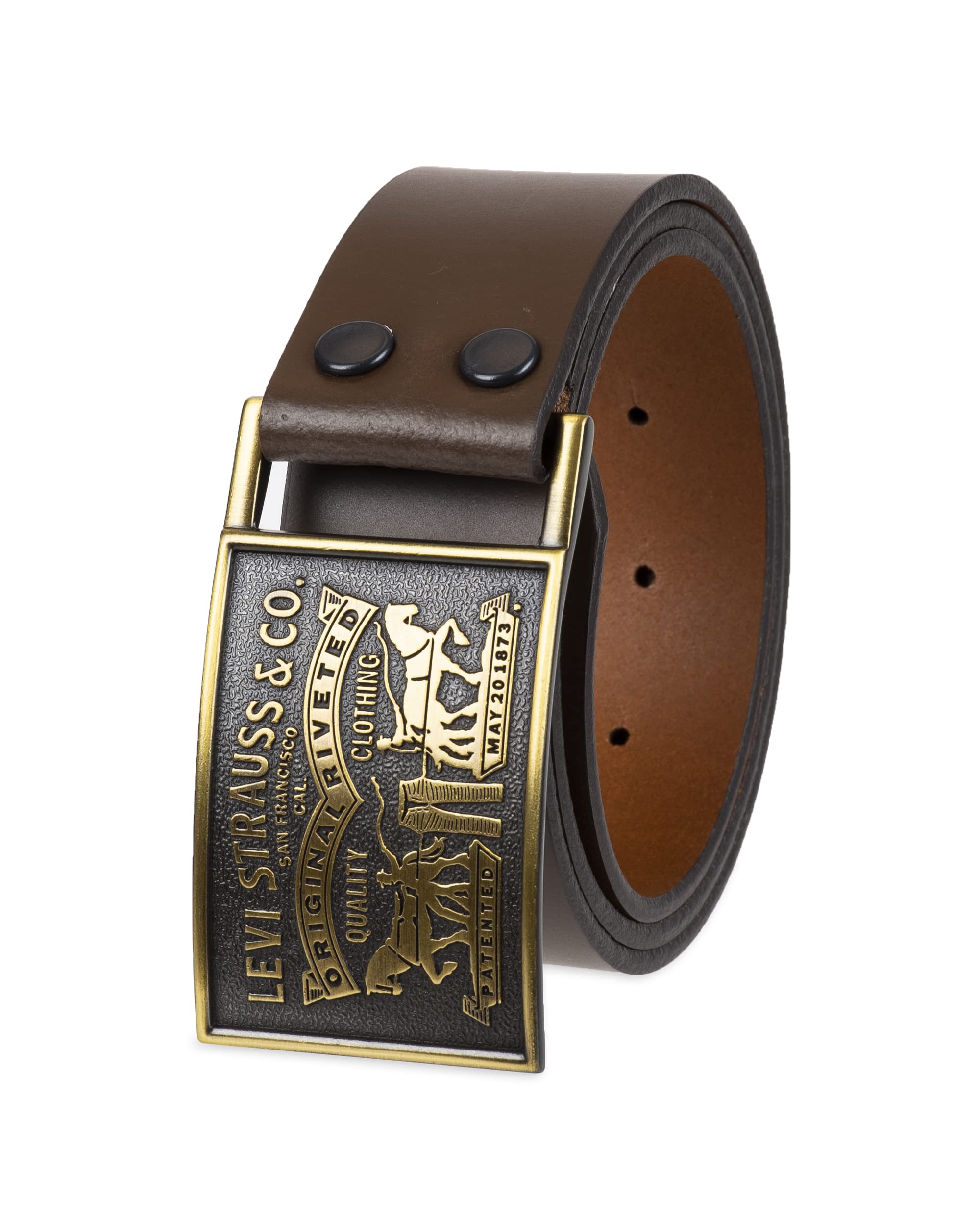 Foto 2 pulgar | Cinturón De Piel Levi's Para Hombre Con Hebilla Tipo Placa, Color Marrón, Talla L - Venta Internacional.