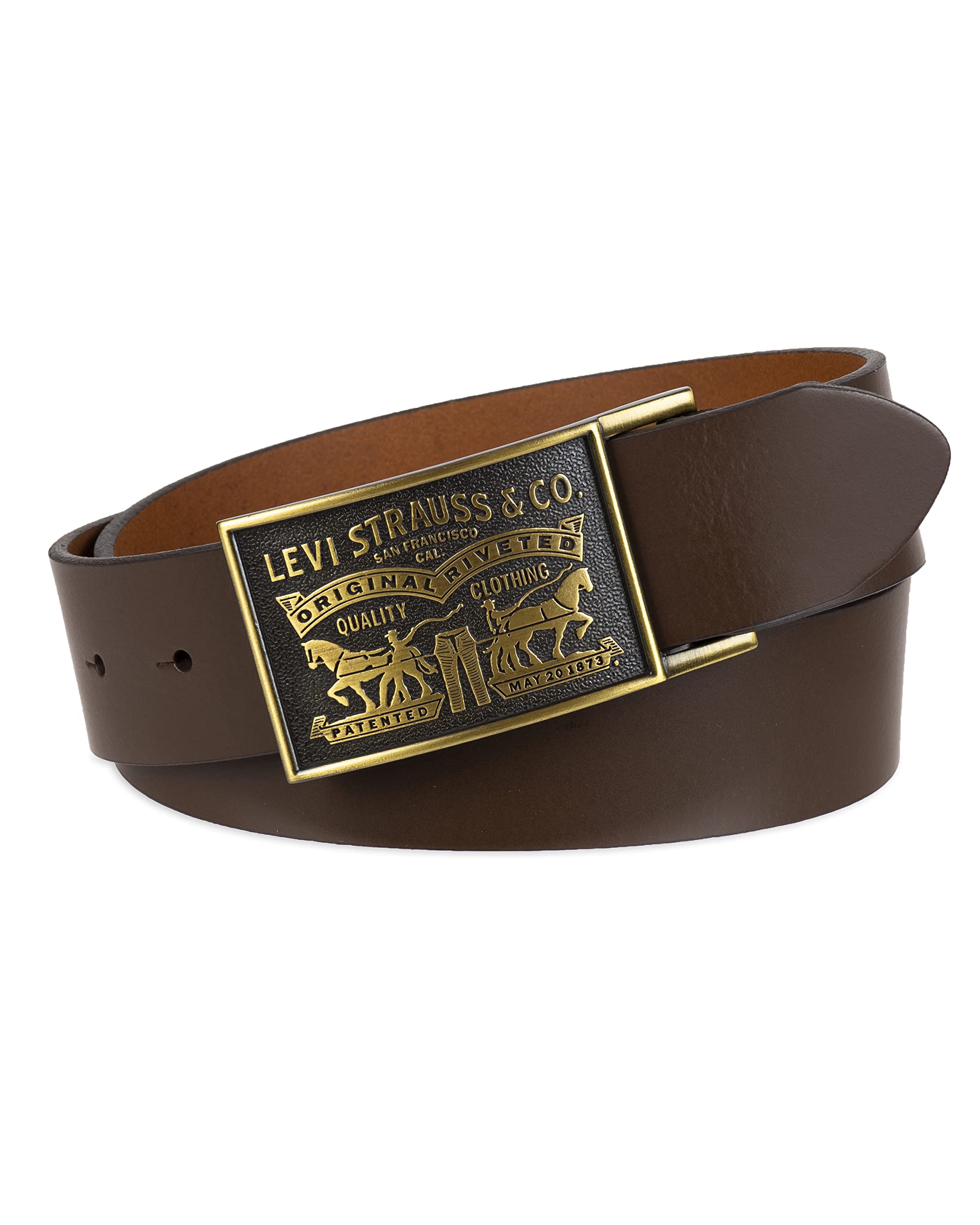 Foto 3 pulgar | Cinturón De Piel Levi's Para Hombre Con Hebilla Tipo Placa, Color Marrón, Talla L - Venta Internacional.