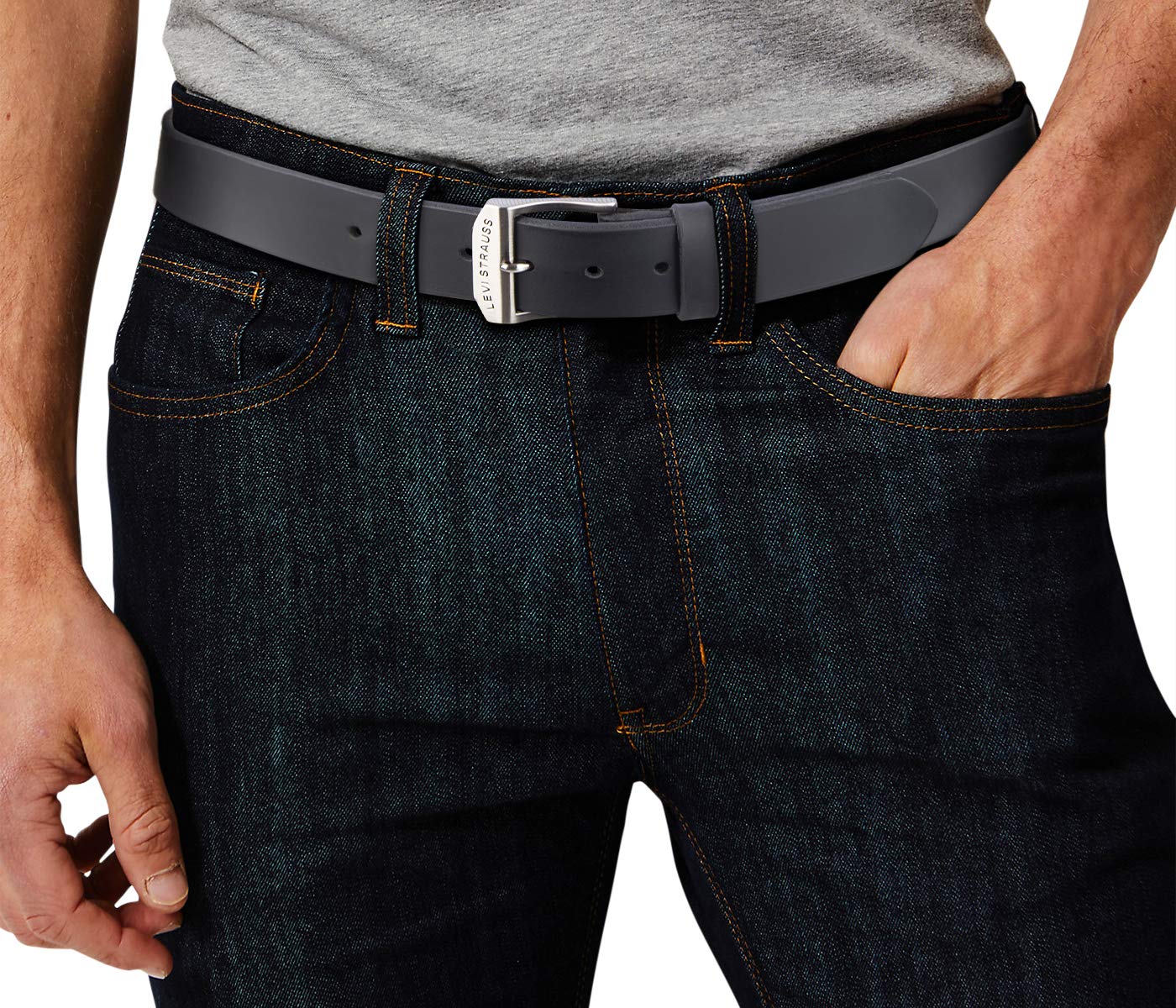 Foto 4 | Cinturón De Cuero Clásico Con Hebilla Con El Logotipo De Levi's Para Hombre - Venta Internacional.