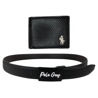 Foto 1 | Kit Cinturón Polo Guy Sintético Y Cartera Para Hombre Color Negro 1