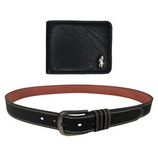 Foto 1 | Kit Cinturón Polo Guy Sintético Y Cartera Para Hombre Color Negro 2