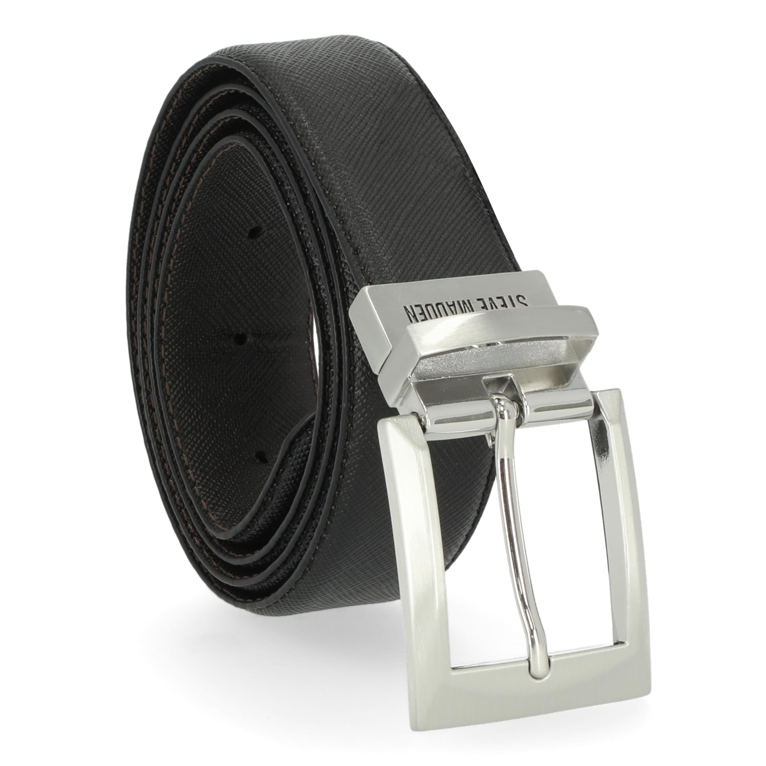Cinturón Steve Madden, Vestido Casual De Piel Reversible, Negro/marrón - Venta Internacional.