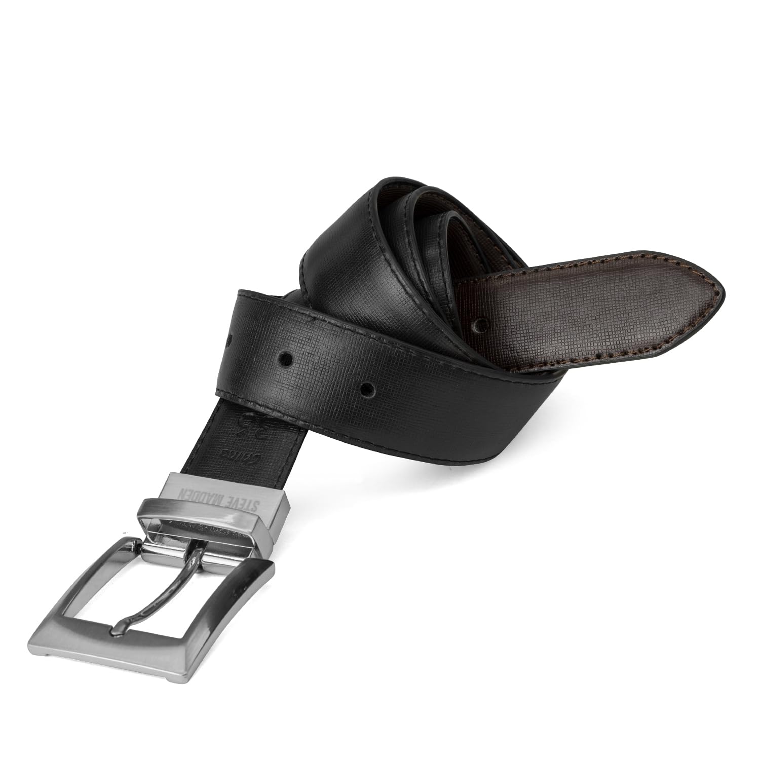 Foto 3 pulgar | Cinturón Steve Madden, Vestido Casual De Piel Reversible, Negro/marrón - Venta Internacional.