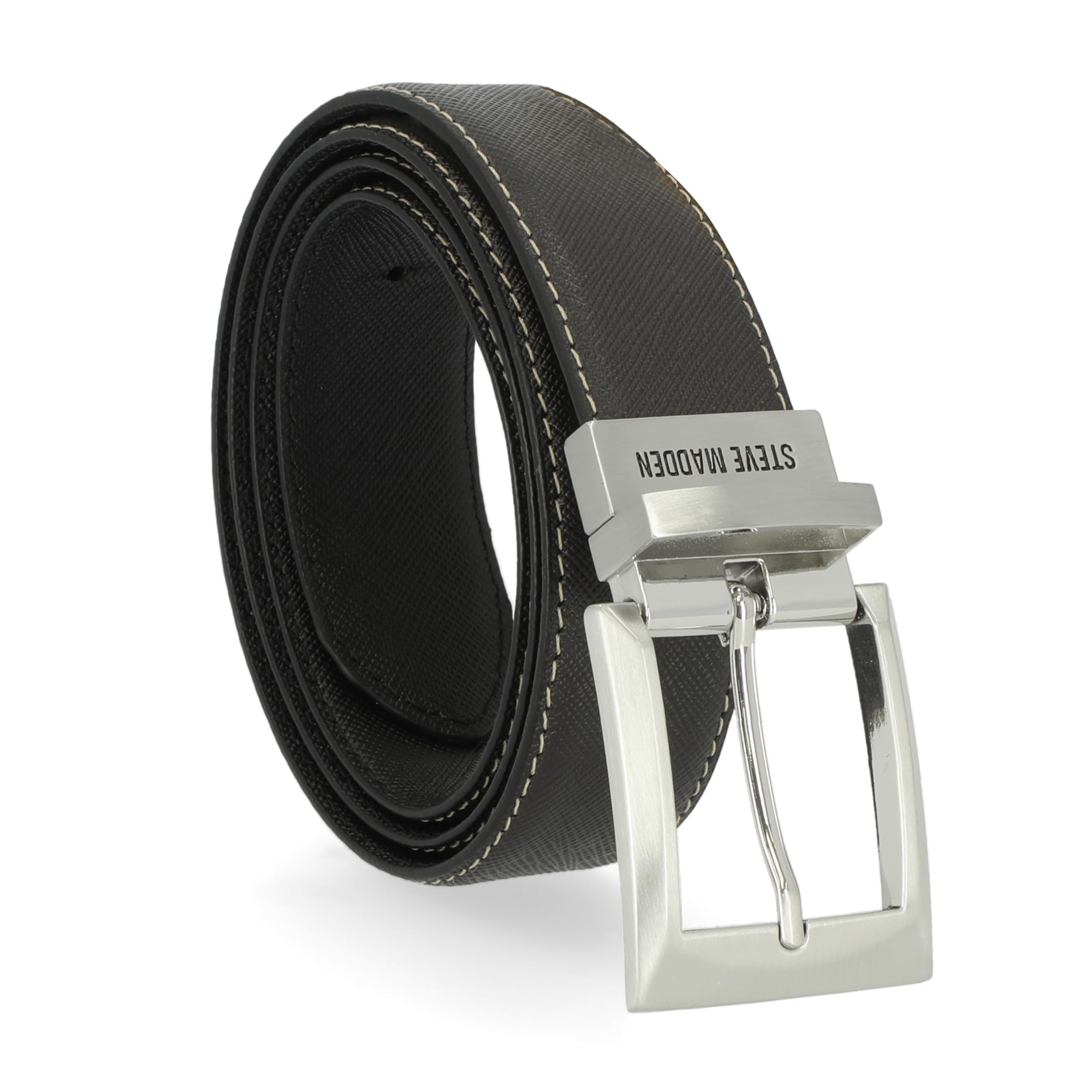 Cinturón Steve Madden, Vestido Casual De Piel Reversible, Negro/marrón - Venta Internacional.