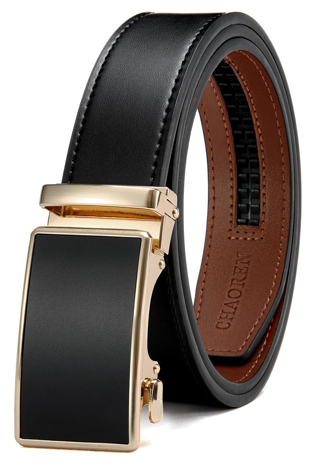 Foto 2 pulgar | Cinturón Con Trinquete De Piel Chaoren Para Hombre, 3,5 Cm, Microajustable - Venta Internacional.