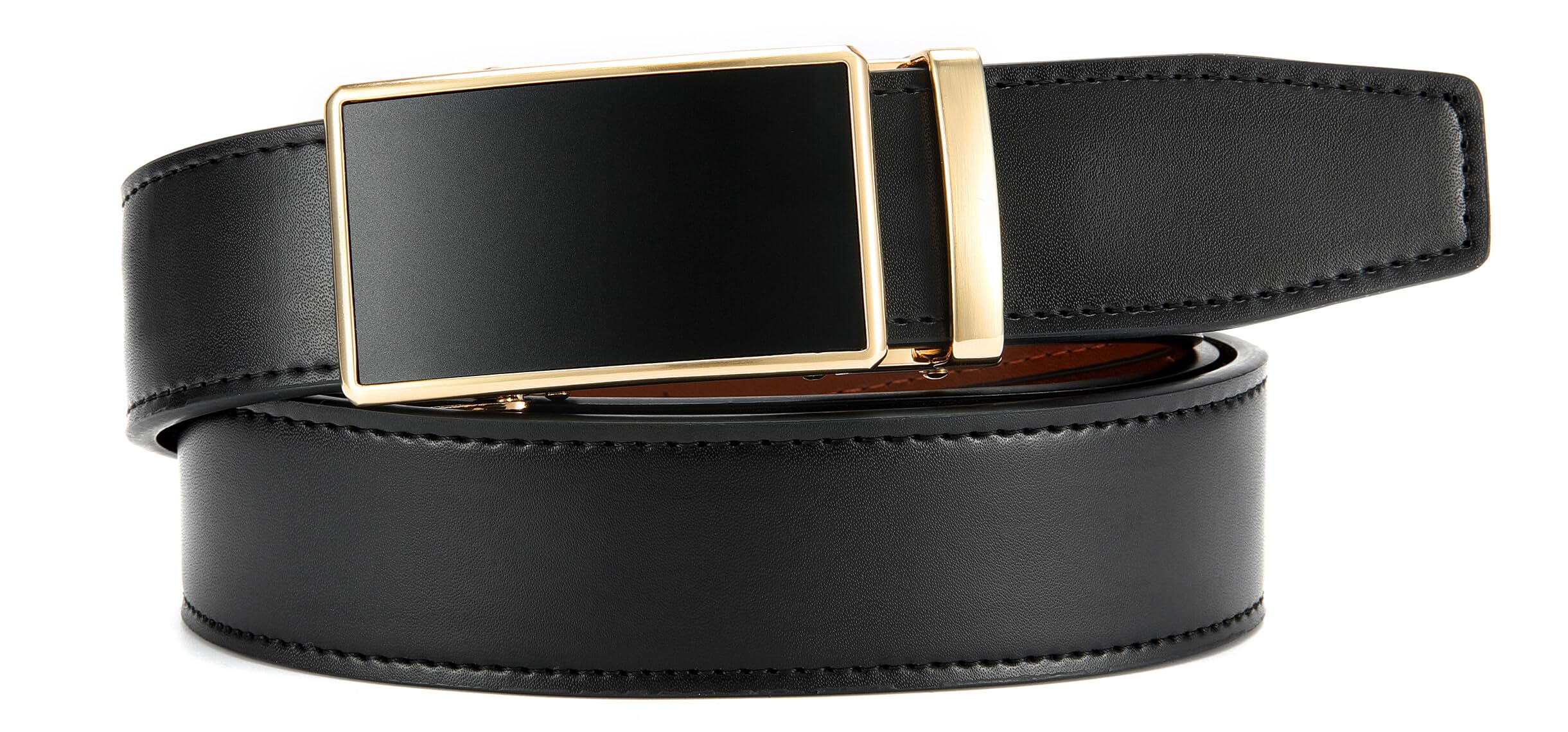 Foto 5 | Cinturón Con Trinquete De Piel Chaoren Para Hombre, 3,5 Cm, Microajustable - Venta Internacional.
