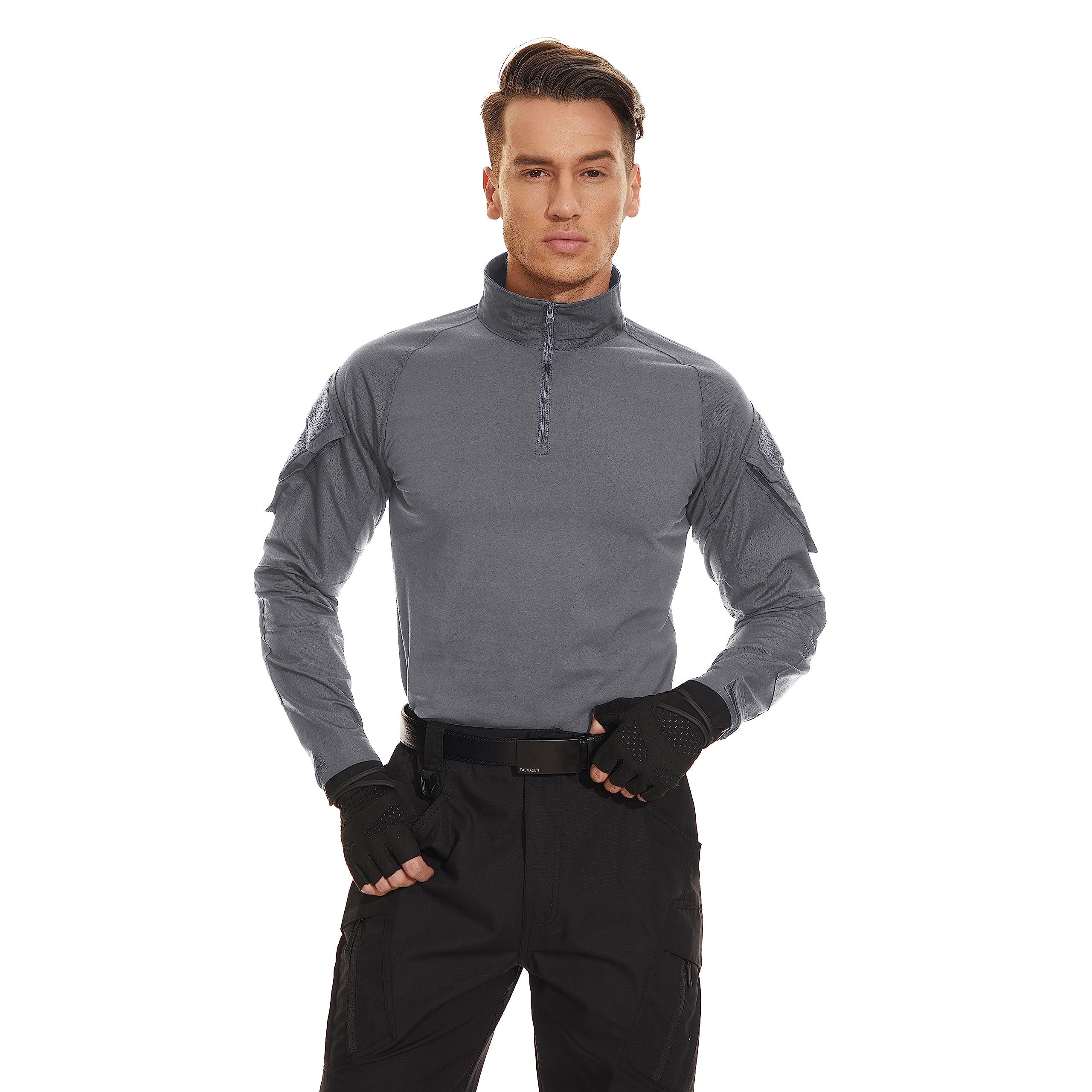 Foto 3 pulgar | Camisa De Combate Tacvasen De Manga Larga Táctica Gris Claro Para Hombre - Venta Internacional.