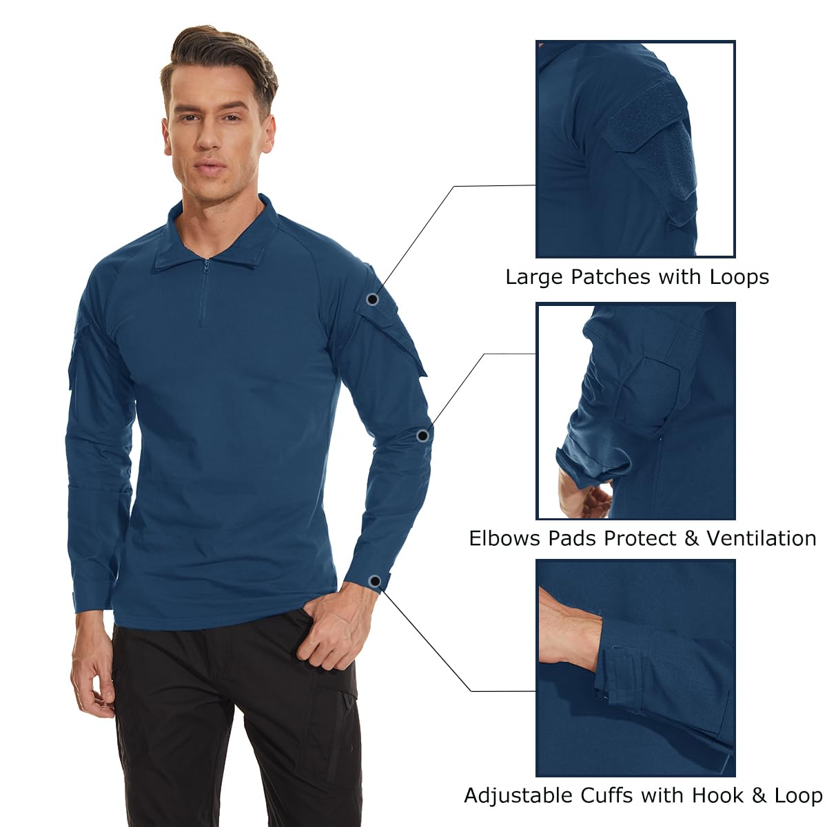 Foto 8 pulgar | Camisa Táctica Tacvasen, Jersey Con Cremallera Para Hombre, Color Azul S - Venta Internacional.