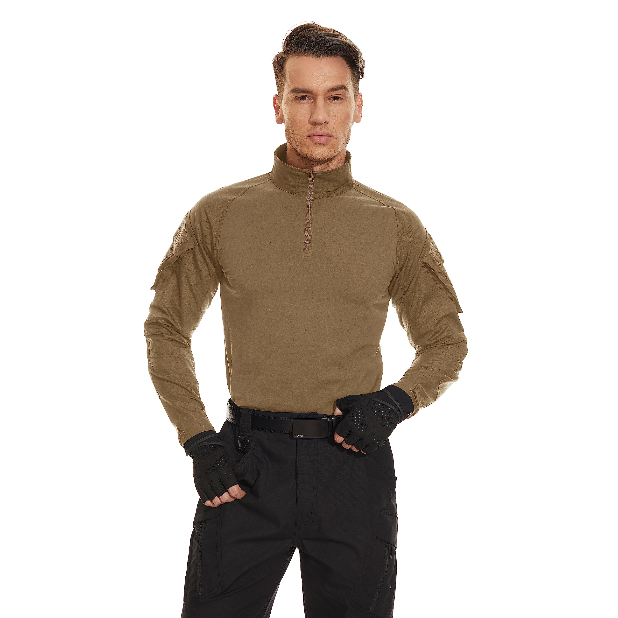 Foto 3 pulgar | Camisa De Combate Tacvasen Para Hombre Manga Larga Táctica Marrón Xl - Venta Internacional.