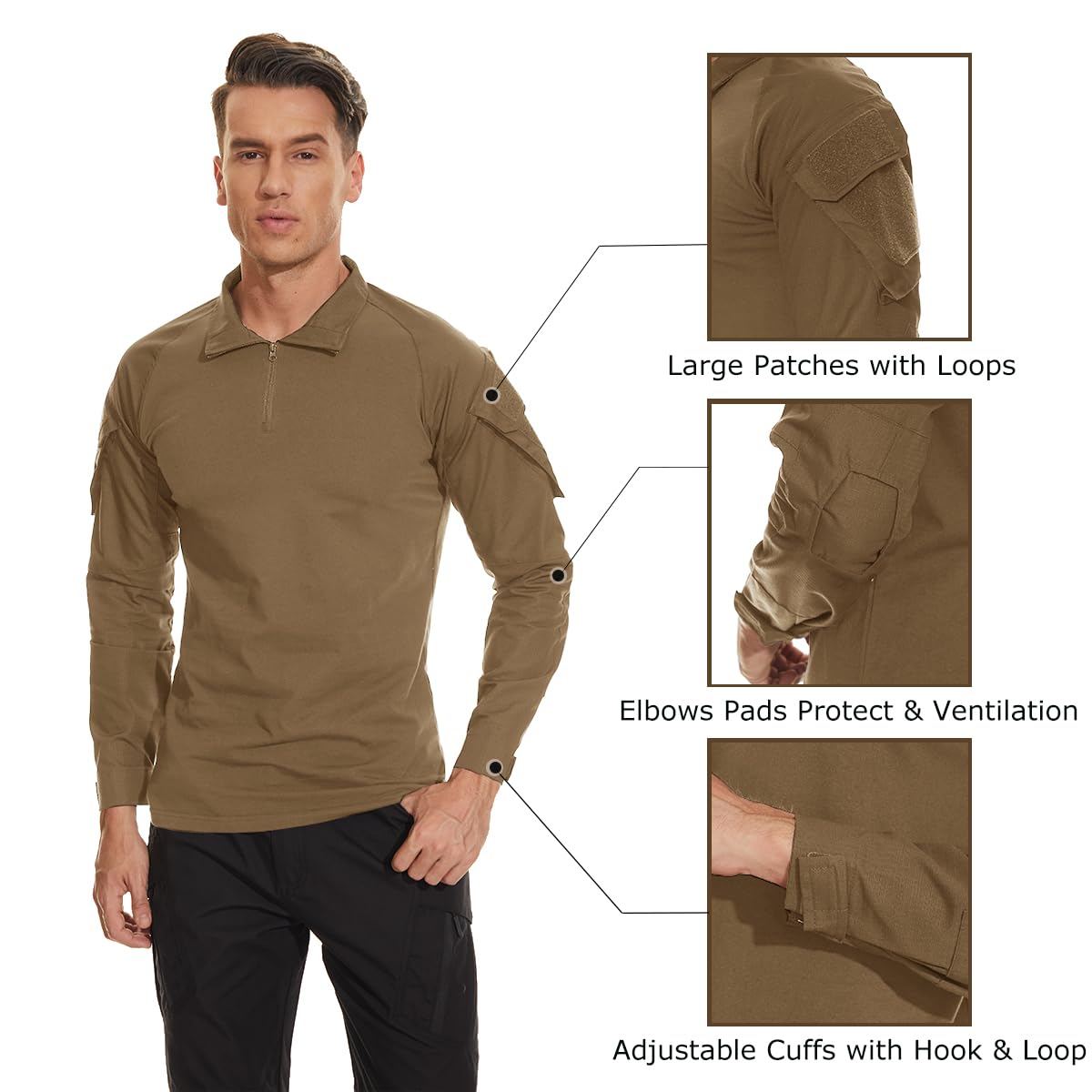 Foto 8 pulgar | Camisa De Combate Tacvasen Para Hombre Manga Larga Táctica Marrón Xl - Venta Internacional.