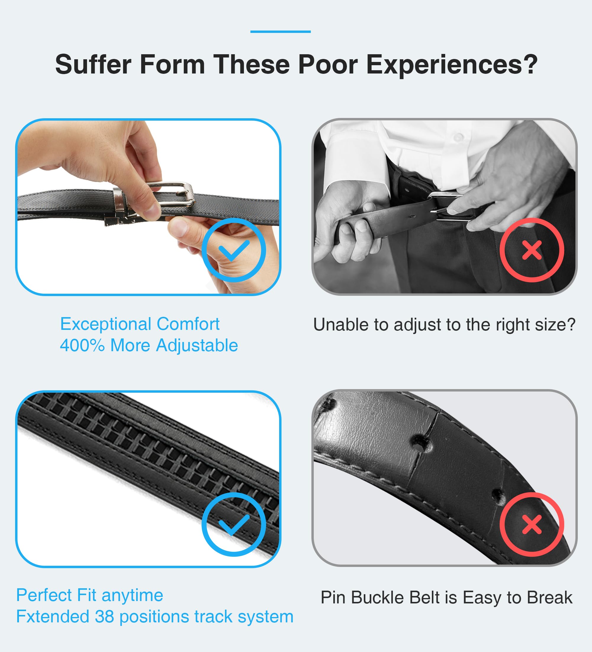 Foto 3 pulgar | Cinturón De Vestir Chaoren De Piel Con Trinquete De 3,2 Cm Comfort Click Para Hombre - Venta Internacional.
