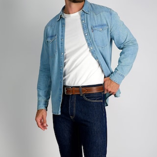 Foto 6 | Cinturón Levi's Casual De Piel Bronceada Con Doble Puntada Para Hombre - Venta Internacional.