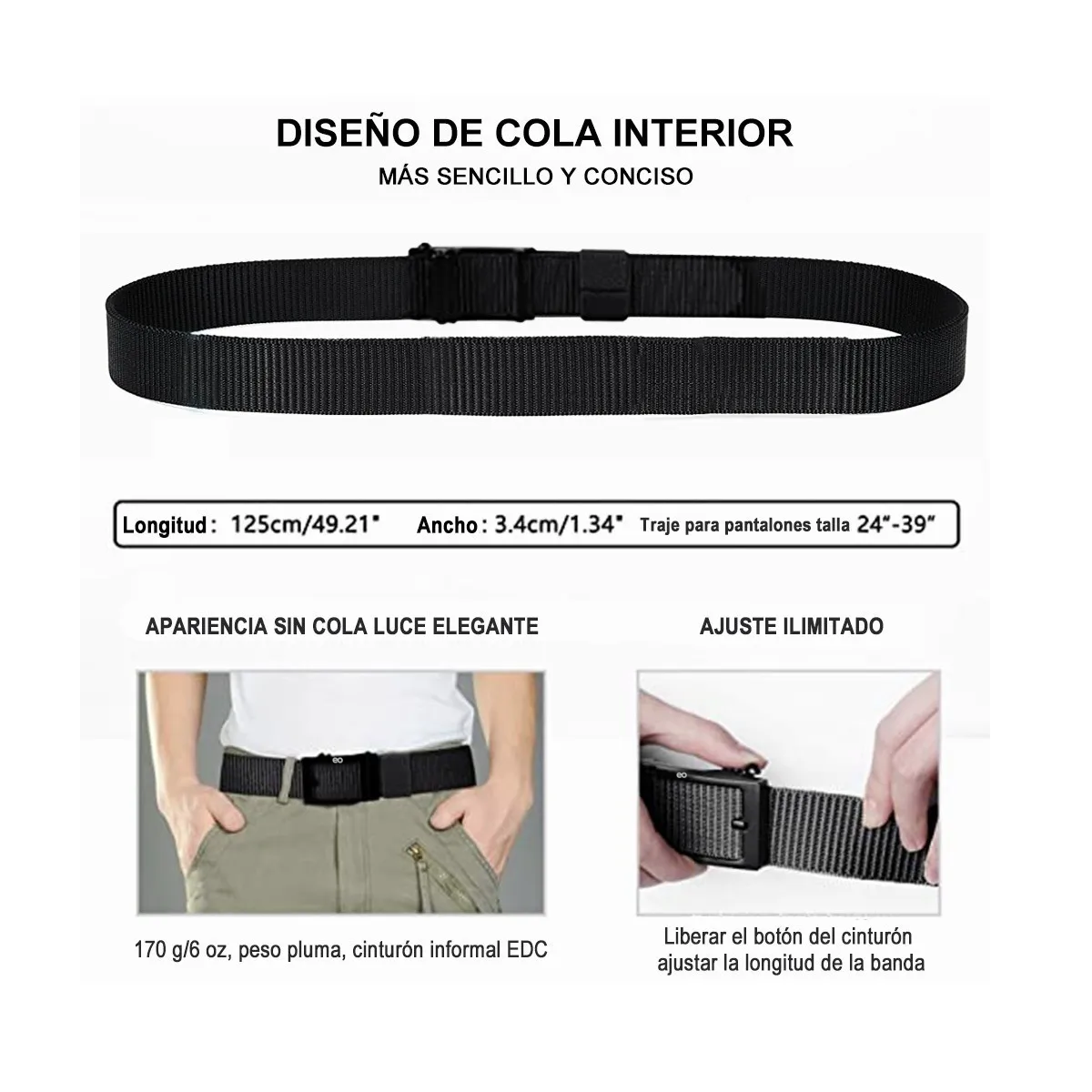 Foto 3 pulgar | 2pack Cinturones Tácticos De Nailon Ajustables 125cm Eo Safe Imports Esi-3600 Negro/gris