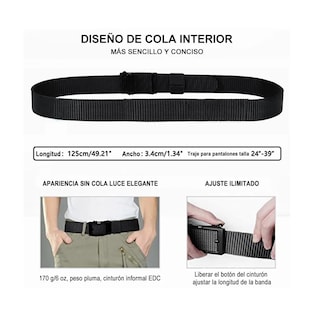 Foto 2 | 2pack Cinturones Tácticos De Nailon Ajustables 125cm Eo Safe Imports Esi-3600 Negro/gris