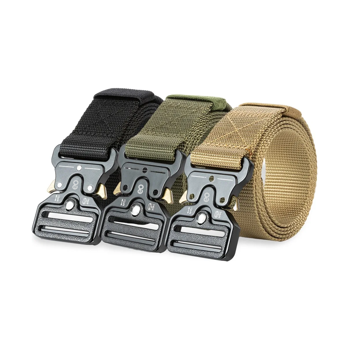 Cinturones Táctico Ajustable Negro/verde Militar/caqui 3pzs Eo Safe Imports ESI-18658 Multicolor