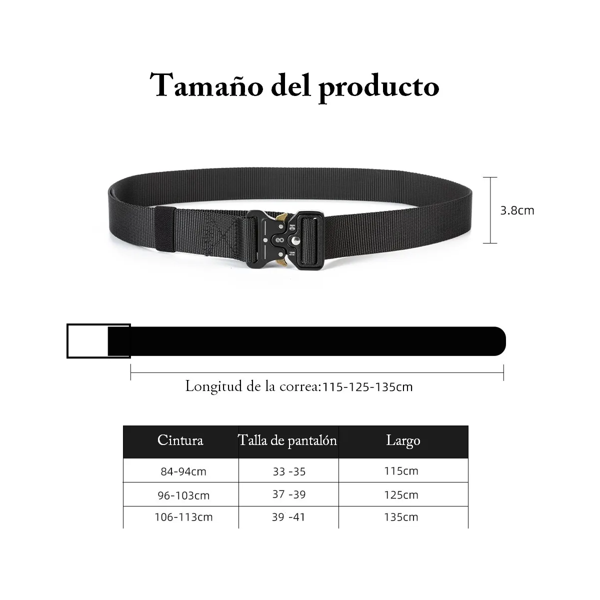 Foto 4 pulgar | Cinturones Táctico Ajustable Negro/verde Militar/caqui 3pzs Eo Safe Imports ESI-18658 Multicolor