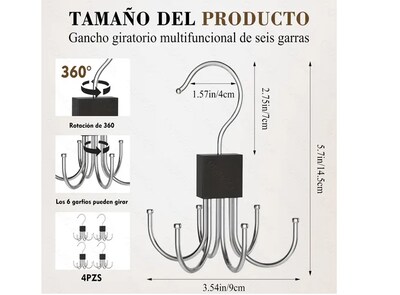 Foto 2 | Gancho Xtellar Giratorio Para Colgar Para Cinturón / Corbata