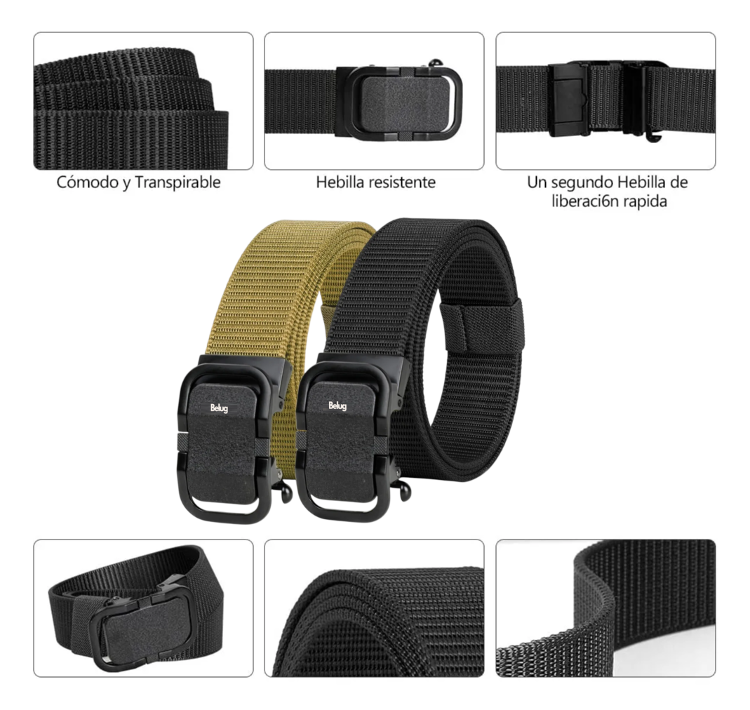 Foto 3 pulgar | 2pzs Cinturones Belug Táctico Militar Ajustable Moda Calidad Cinto Negro+caqui