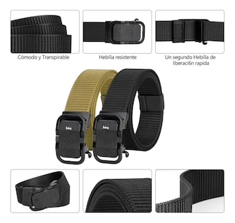 Foto 2 | 2pzs Cinturones Belug Táctico Militar Ajustable Moda Calidad Cinto Negro+caqui