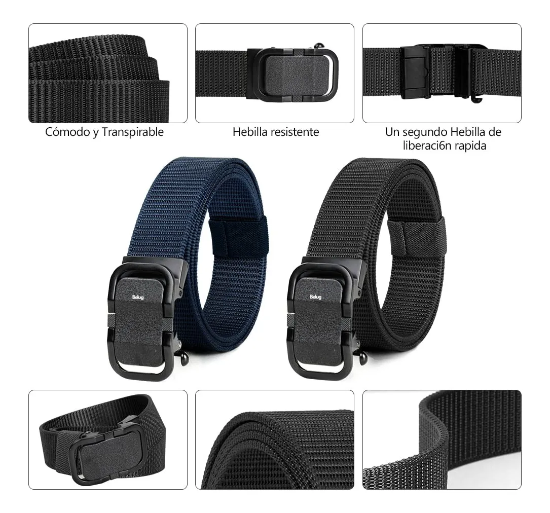 Foto 3 pulgar | 2pzs Cinturones Belug Táctico Militar Ajustable Moda Calidad Cinto Negro+azul