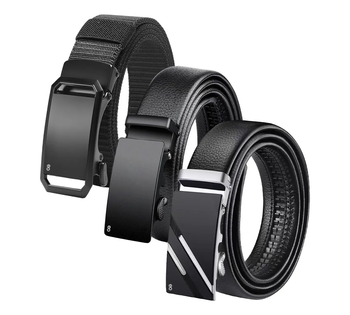 Foto 1 | Set 3pz Cinturones Piel Hombres Ajustable Moda Excelente Calidad Eo Safe Imports Esi-19367 Negro