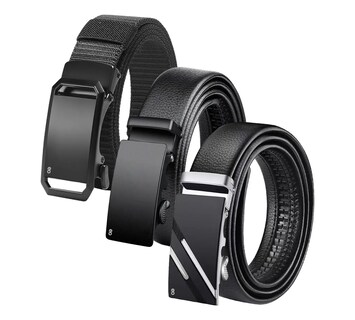 Foto 1 | Set 3pz Cinturones Piel Hombres Ajustable Moda Excelente Calidad Eo Safe Imports Esi-19367 Negro