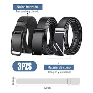Foto 2 | Set 3pz Cinturones Piel Hombres Ajustable Moda Excelente Calidad Eo Safe Imports Esi-19367 Negro