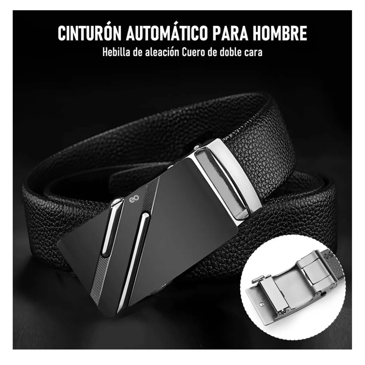 Foto 3 pulgar | 2 Cinturones Negros Con Hebilla Automática 120cm Unitalla Eo Safe Imports Esi-19359 Negro
