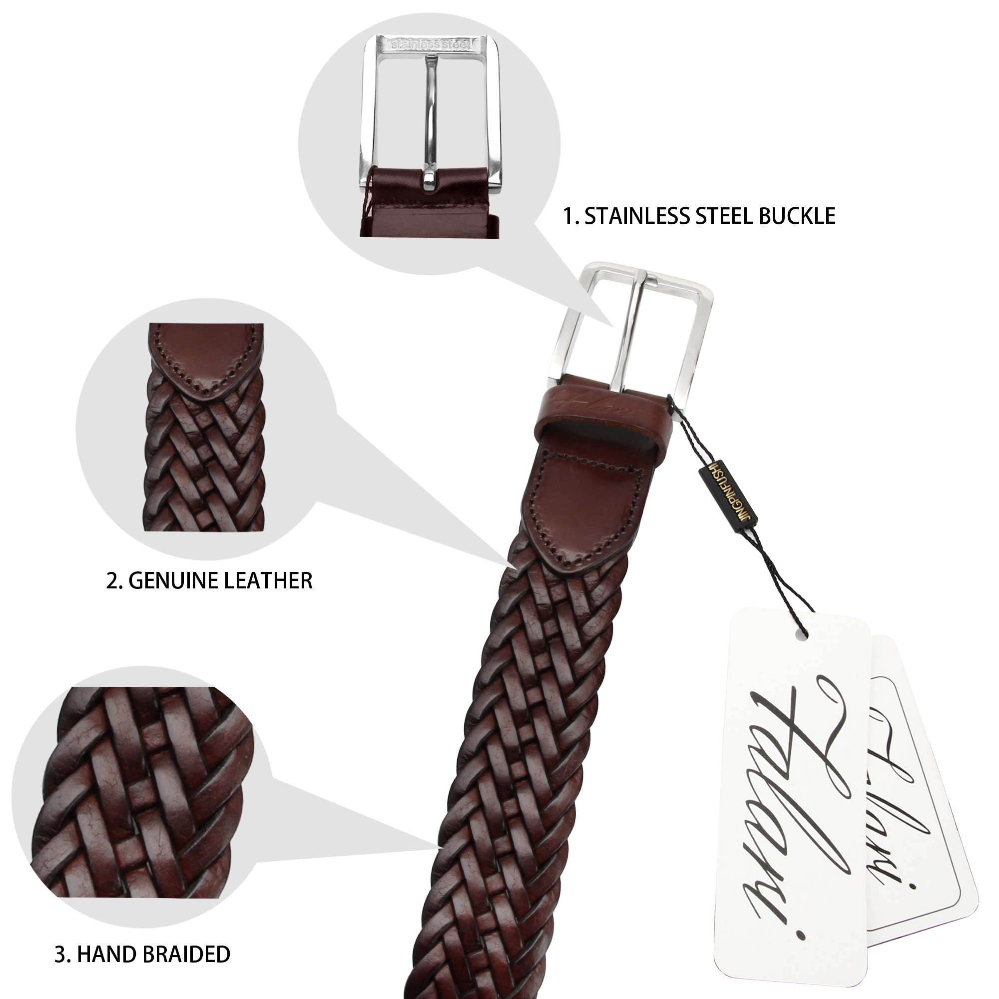 Foto 7 pulgar | Cinturón de Piel para Hombre Falari Trenzado - Venta Internacional
