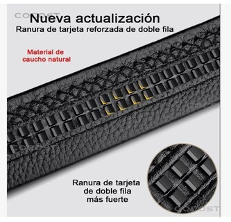 Foto 3 | Cinto Negro De Elegante Cuero Hombre, Hebilla Automática