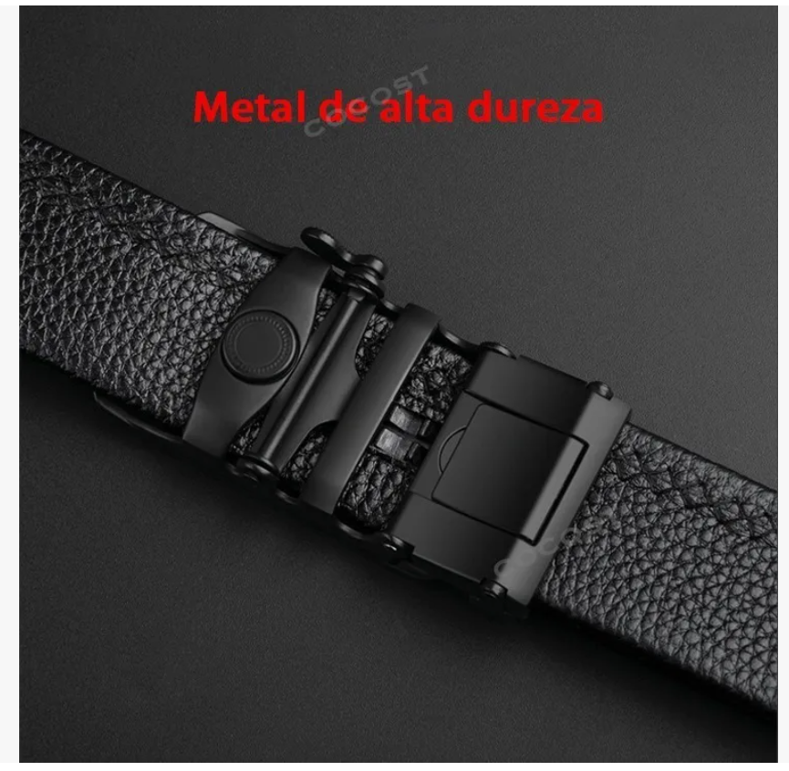 Foto 4 | Cinto Negro De Elegante Cuero Hombre, Hebilla Automática